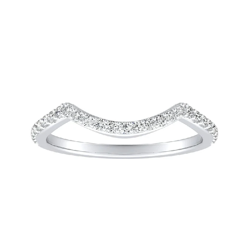 custom birthstone wedding ring -Auriya Platinum 1/6ctw Curved Diamond Wedding Band