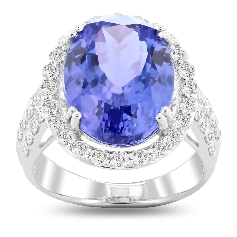 garnet ring for women -Auriya Platinum 8 3/4ct Tanzanite and 1 1/10ct TDW Diamond Ring