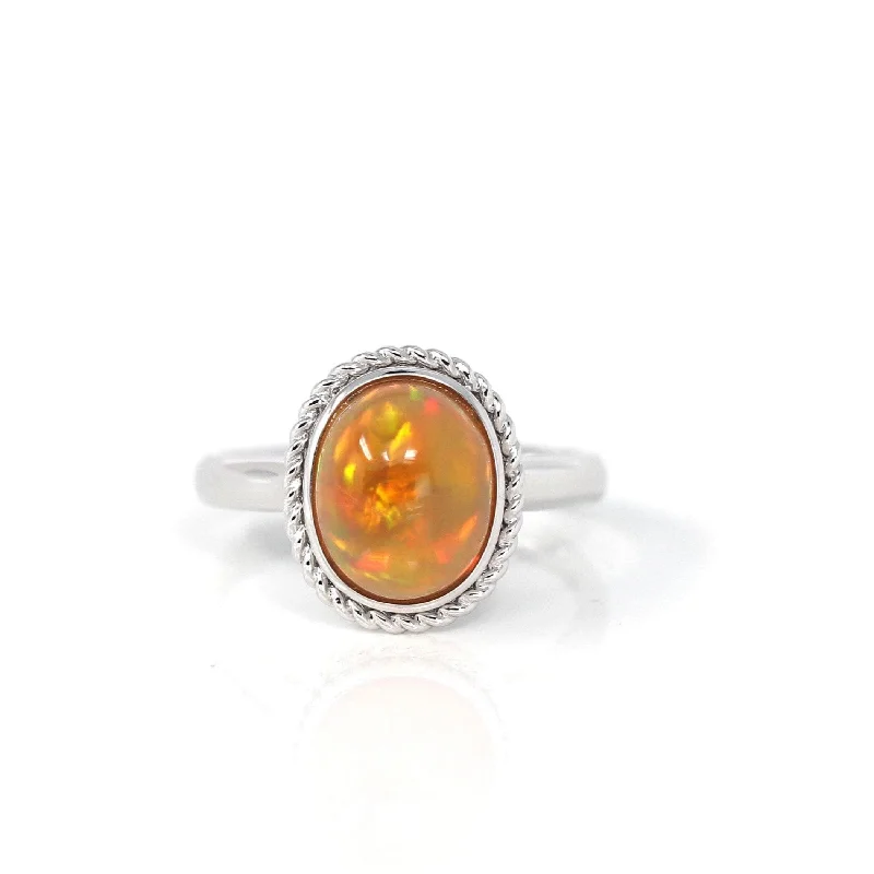 rose gold engagement ring for women -Baikalla™ "Charlotte" 18K Gold Ethiopian Opal Rope Ring