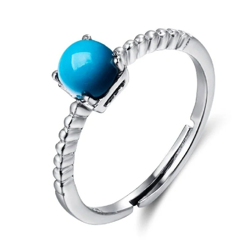 eternity ring for couples -Baikalla™ "Elizabeth" Sterling Silver Genuine Persian Blue Arizona Turquoise Ring