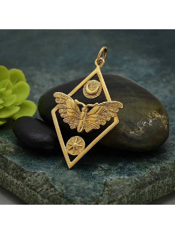 diamond heart necklace for women -Celestial Moth Necklace