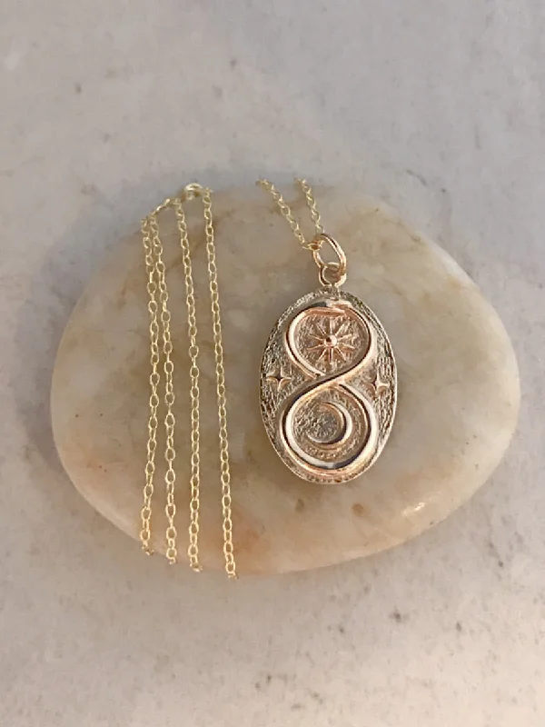 layered silver necklace for women -Bronze Celestial Ouroboros Necklace