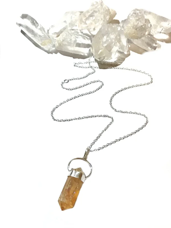 statement heart necklace for women -Citrine Crystal Point Necklace