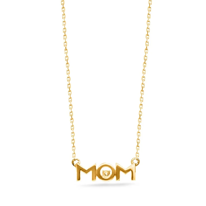 stylish gold chain necklace for women -Yellow Gold Diamond Eternal Mom Necklace