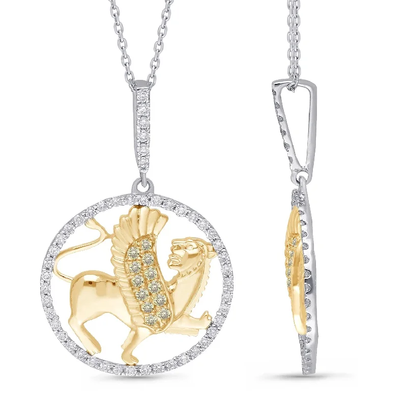 layered name necklace for women -Two Tone Gold White & Yellow Diamond Griffiness Necklace