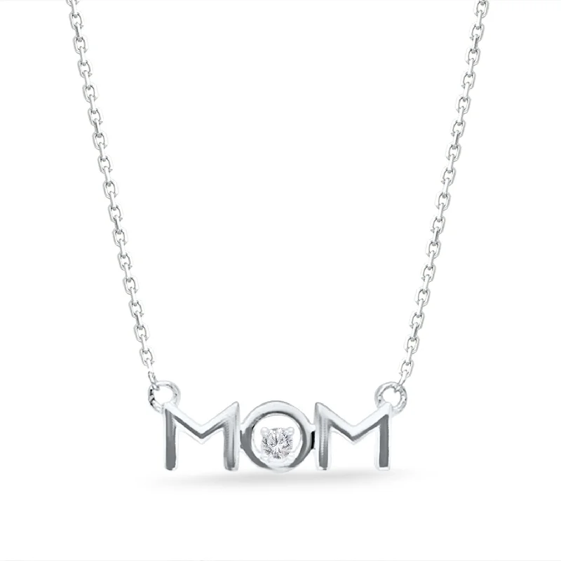 personalized family necklace for women -White Gold Diamond Eternal Mom Necklace