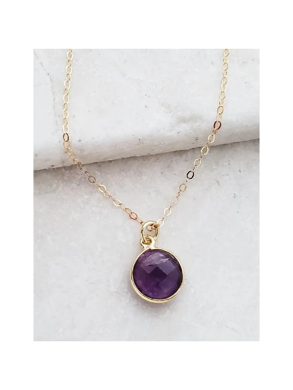 unique name necklace for women -Cut Gemstone Disc Necklace