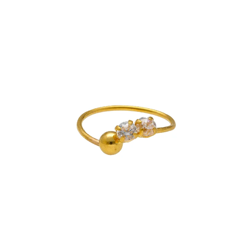 adjustable gemstone ring for women -CZ Stone Nose Ring in 22K Yellow Gold (0.3gm)