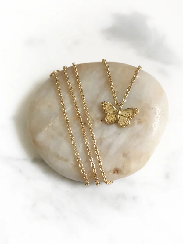 layered name necklace for women -Detailed Butterfly Charm Necklace