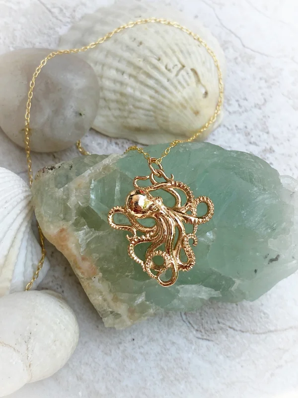 elegant diamond necklace for women -Bronze Detailed Octopus Necklace