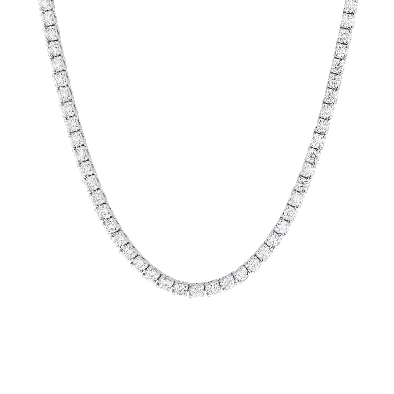 layered silver necklace for women -Divinely Classic Diamond Tennis Necklace 10ct