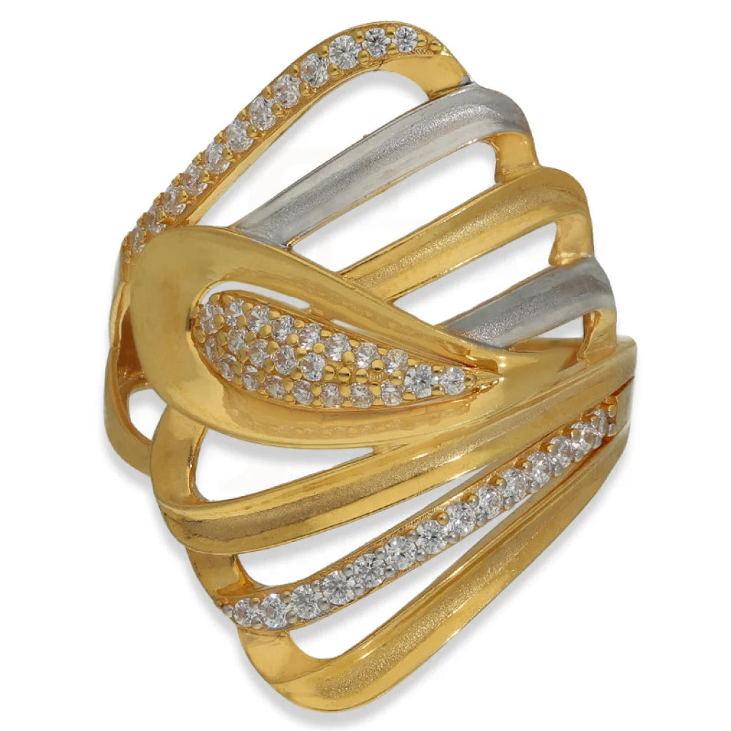 engraved wedding ring for women -Dual Tone Gold Symmetry Ring 22KT - FKJRN22K3874