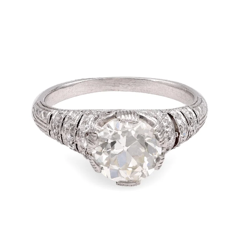 diamond solitaire ring for women -Edwardian-Inspired Platinum Diamond Ring