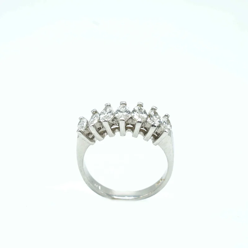 wedding ring with side stones -Engagement Ring 1.30 Carat Diamond 14K White Gold