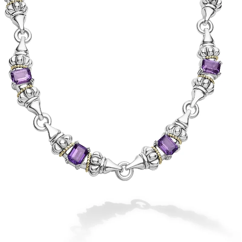 trendy layered necklace for women -Glacier Amethyst Caviar Beaded Necklace