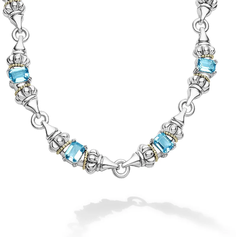 silver choker necklace for women -Glacier Swiss Blue Topaz Caviar Necklace