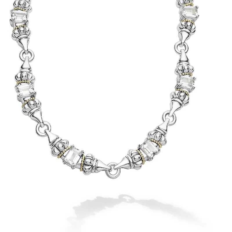 boho style layered necklace for women -Glacier White Topaz Caviar Necklace