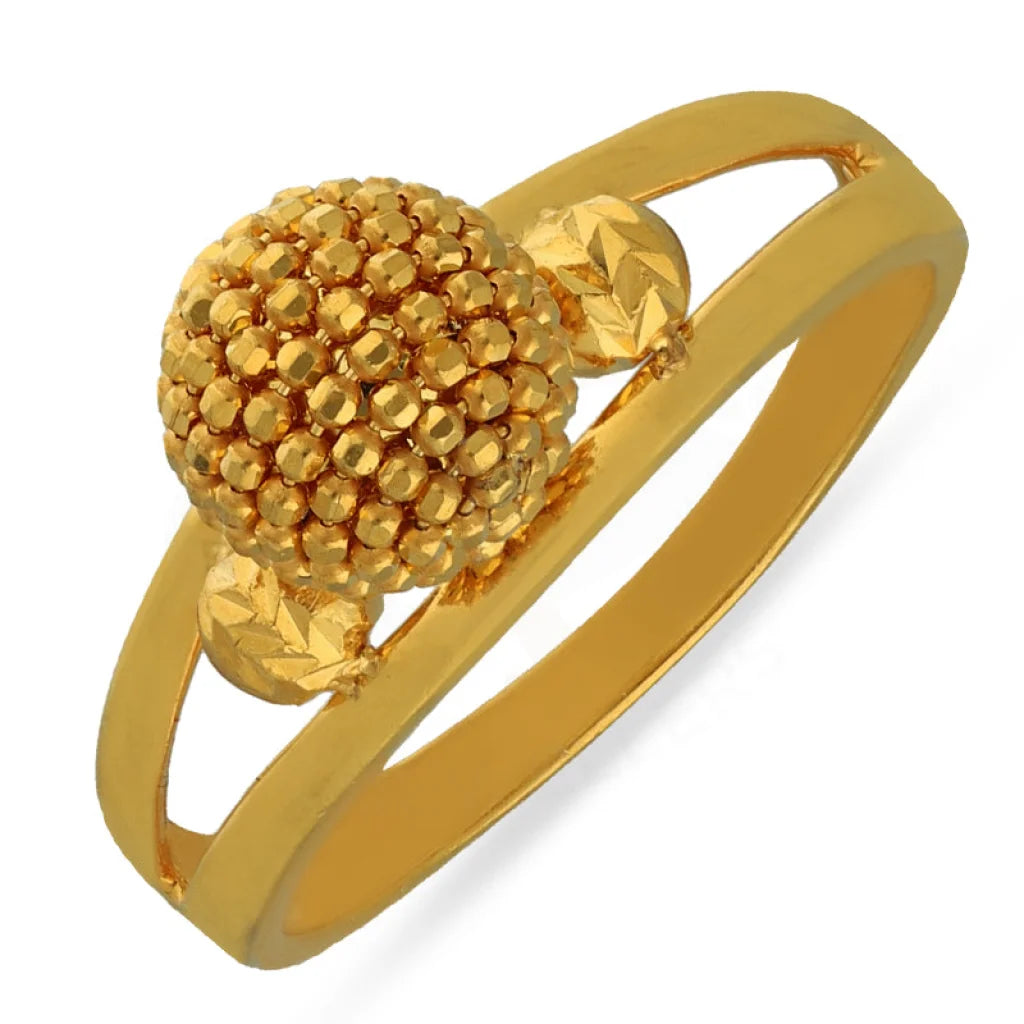 men’s engraved ring for gifts -Gold Ball Shaped Ring 22KT - FKJRN22K3847