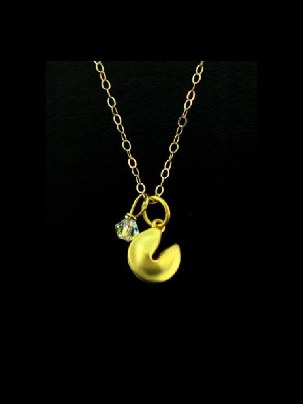 long gold chain necklace for women -Gold Fortune Cookie Necklace