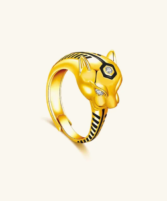 custom sterling silver ring for men -24K Yellow Gold Panther Ring