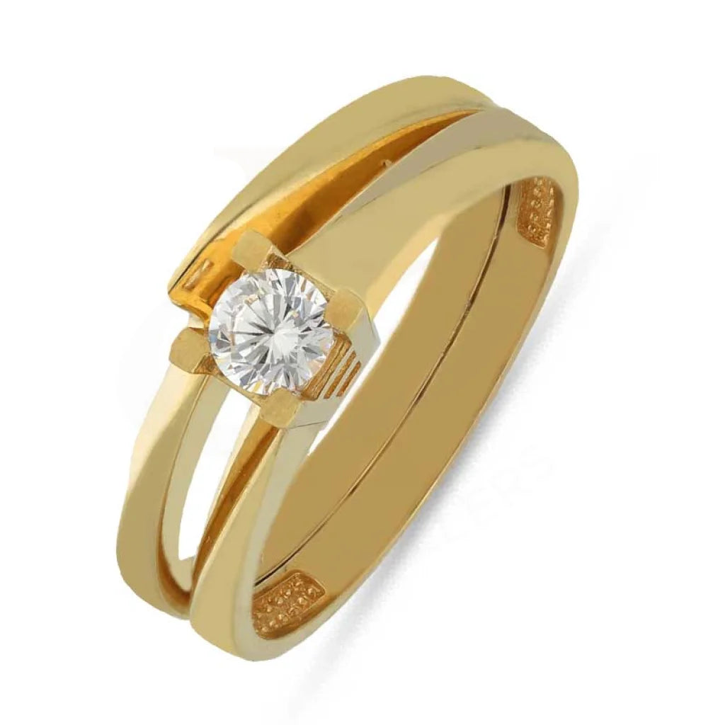 black ceramic wedding band for men -Gold Solitaire Twin Ring 18KT - FKJRN18K3854