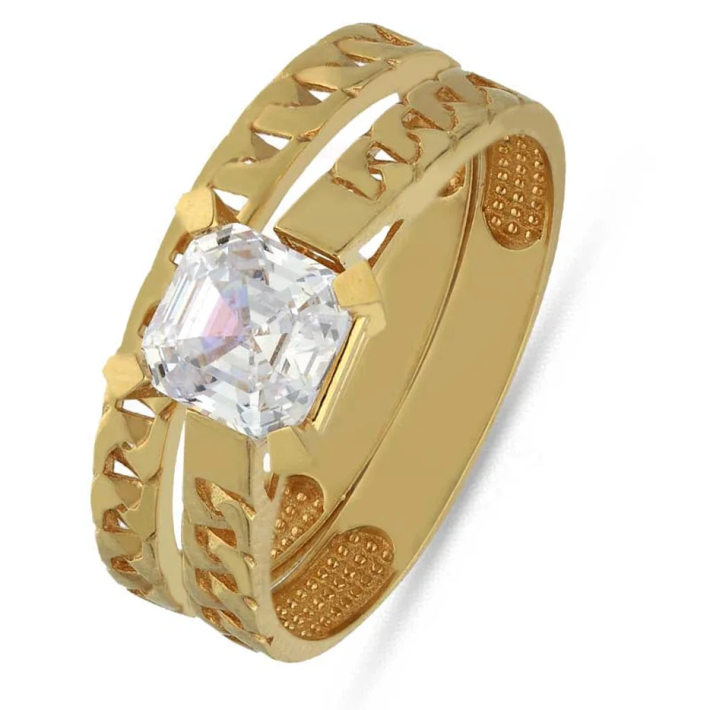 custom birthstone wedding ring -Gold Solitaire Twin Ring 18KT - FKJRN18K3855