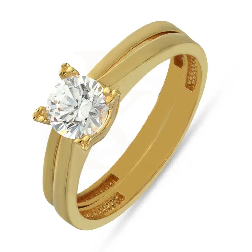 large statement ring for women -Gold Solitaire Twin Ring 18KT - FKJRN18K3856