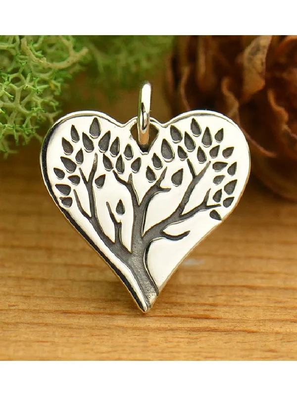 engraved diamond necklace for women -Heart Tree of Life Necklace