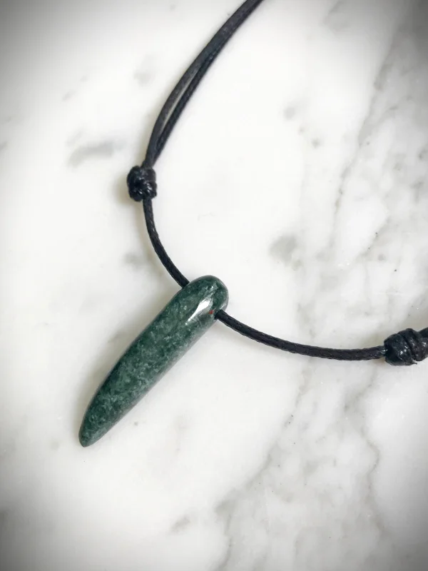 crystal drop necklace for women -Jade Tooth & Cord Necklace