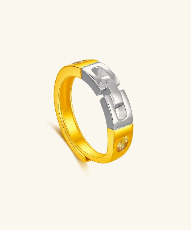 emerald wedding ring for women -24K Gold Lock Ring