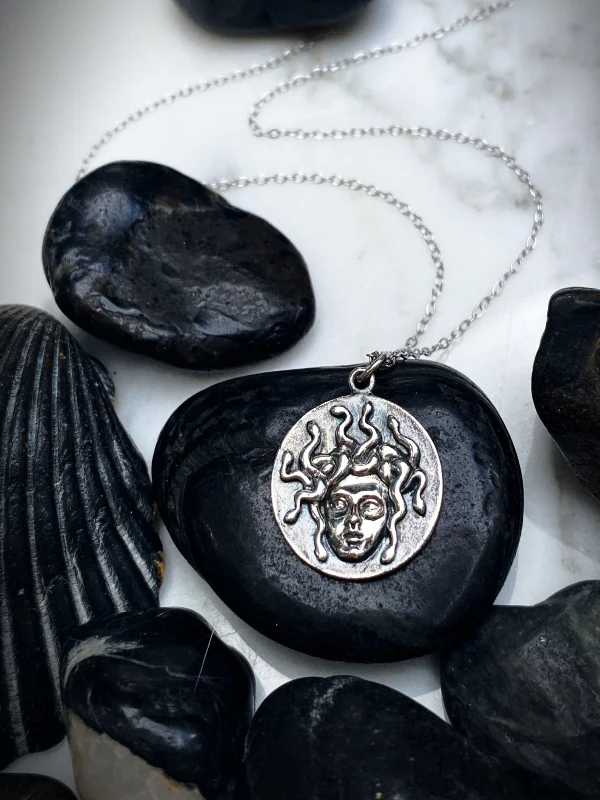 vintage locket necklace for photos -Medusa Medallion Necklace