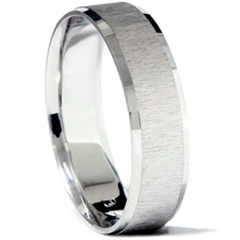 men’s tungsten wedding band -Mens 14K 6mm Comfort Fit Matte Wedding Band Ring New Size Selectable