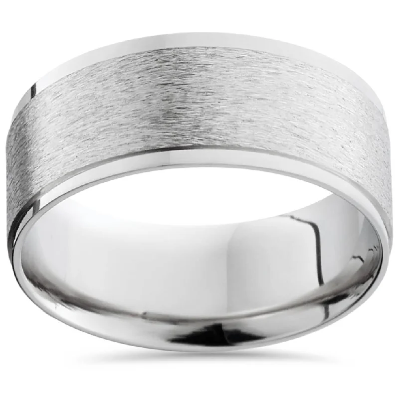 anniversary ring for women -Men's 8mm Textured Platinum Comfort Fit Wedding Band Size Selectable