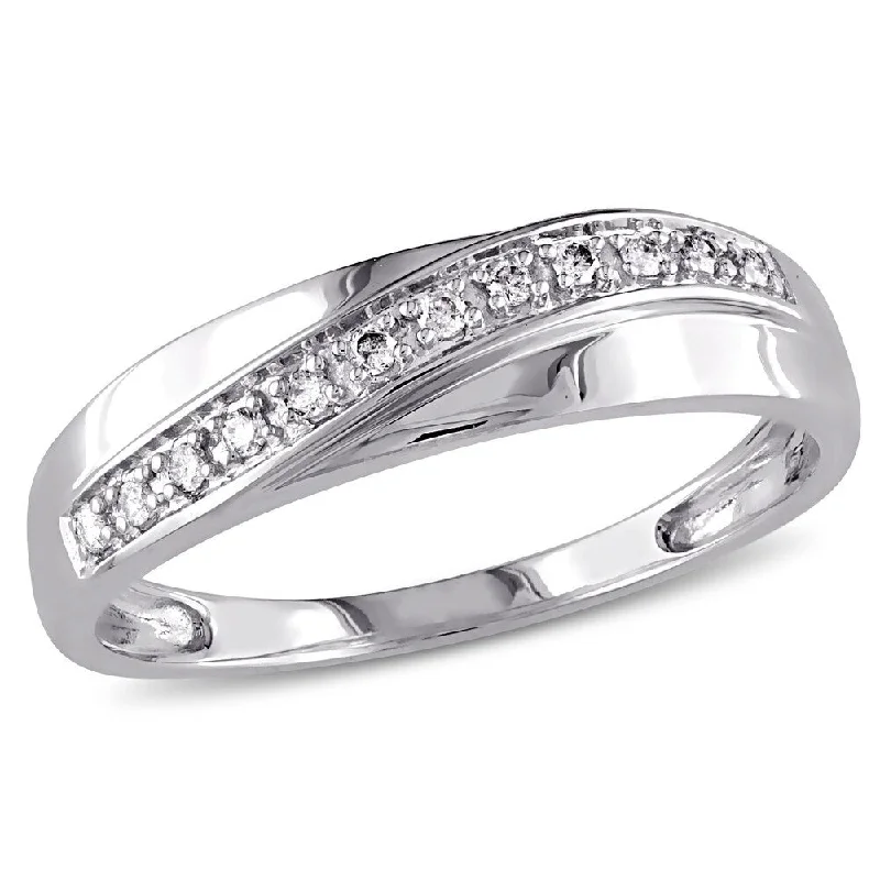 sapphire wedding ring for women -Miadora 10k White Gold 1/10ct TDW Diamond Wedding Band (Choice of Gender)