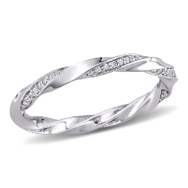 large statement ring for women -Miadora 10k White Gold 1/4ct TDW Diamond Twisted Stackable Eternity Band Ring