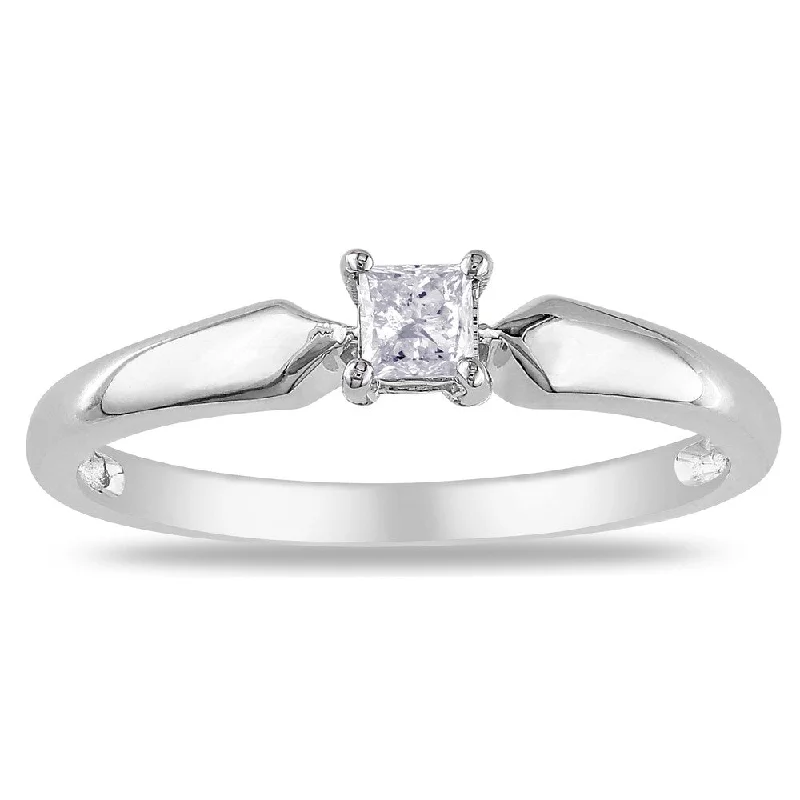 sterling silver engagement ring for women -Miadora 10k White Gold 1/5ct TDW Diamond Solitaire Ring