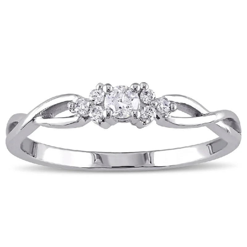 engraved wedding ring for women -Miadora 10k White Gold 1/6ct TDW Diamond Trillium Infinity Ring