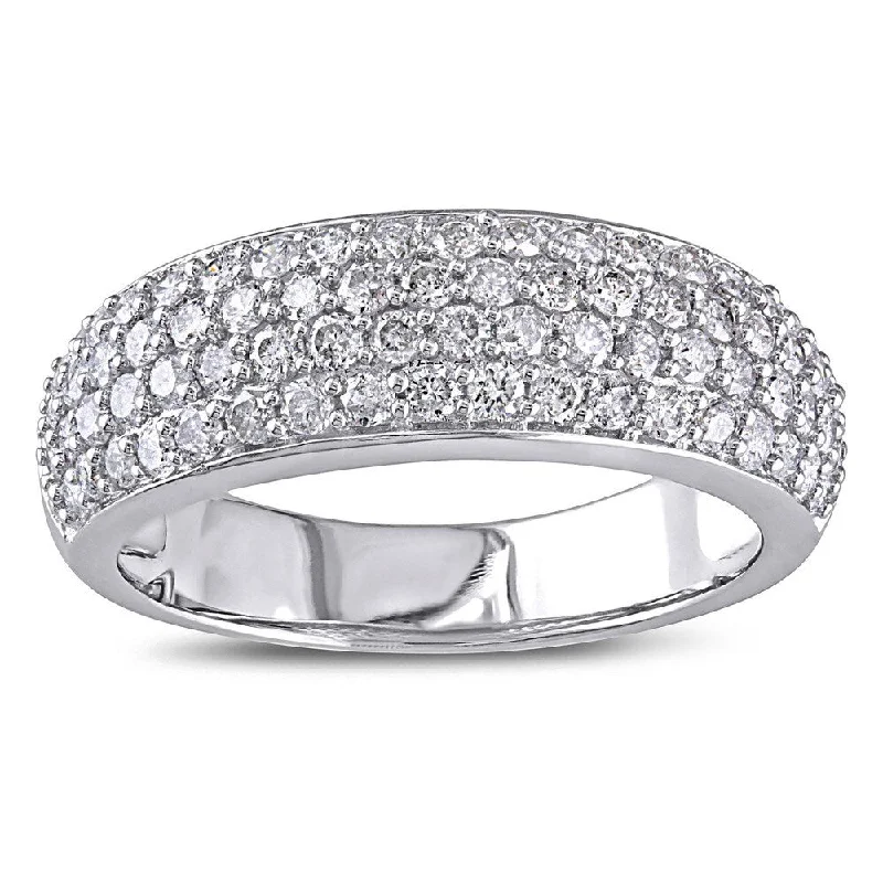 wedding ring with diamond accents -Miadora 10k White Gold 1ct TDW Pave Diamond Ring (G-H, I2-I3)