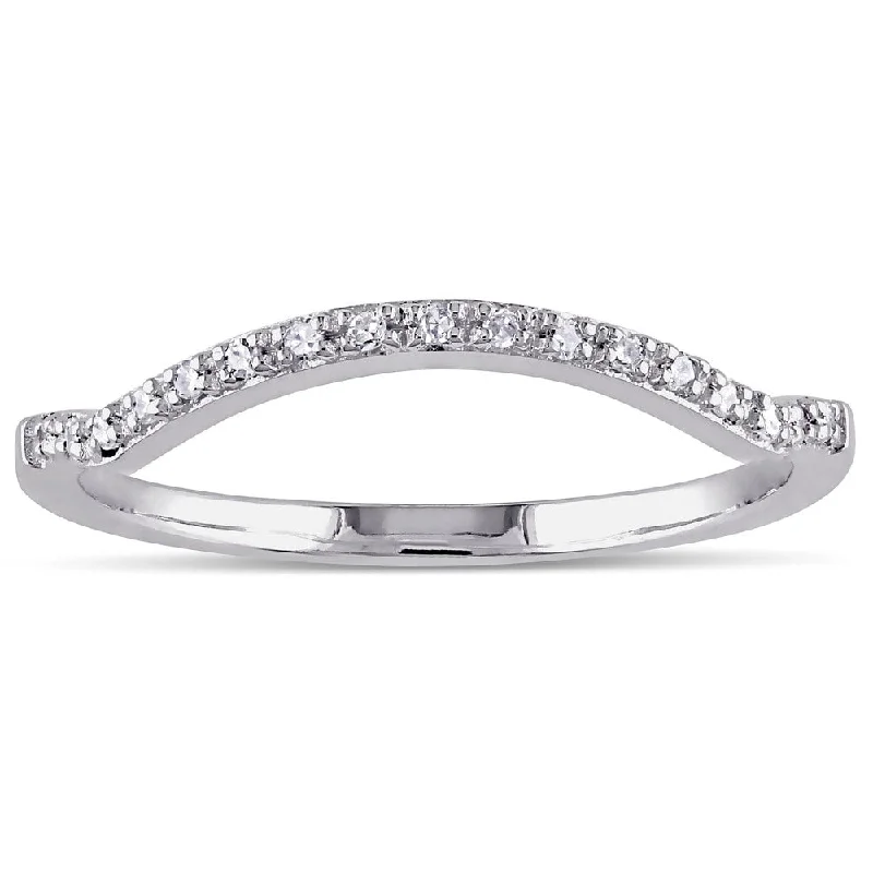 men’s tungsten wedding band -Miadora 10k White Gold Diamond Accent Contour Anniversary-style Stackable Wedding Band (G-H, I1-I2)