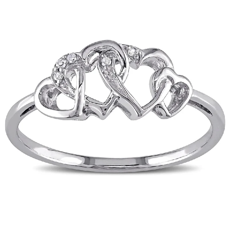 luxury wedding ring for women -Miadora 10k White Gold Diamond Entwined Heart Ring