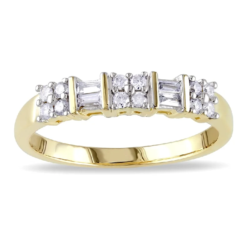 men’s tungsten wedding band -Miadora 10k Yellow Gold 1/4ct TDW Diamond Ring