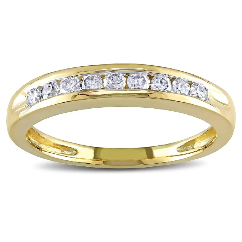 diamond cluster ring for women -Miadora 10k Yellow Gold 1/4ct TDW Diamond Wedding Band