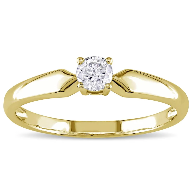 sapphire engagement ring for women -Miadora 10k Yellow Gold 1/5ct TDW Diamond Solitaire Promise Ring - White