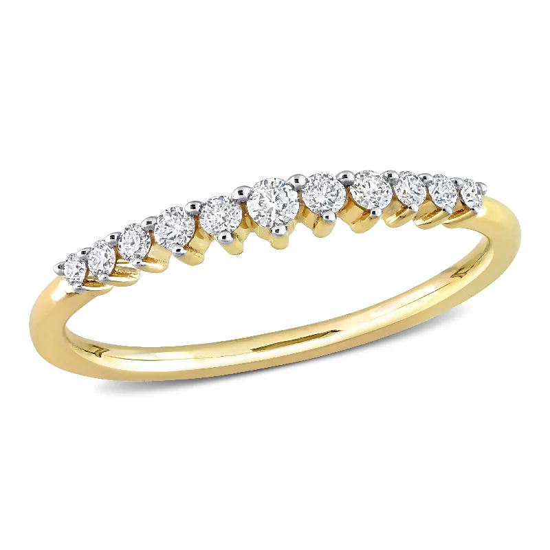 sterling silver engagement ring for women -Miadora 10k Yellow Gold 1/5ct TDW Diamond Stackable Semi-Eternity Wedding Band Ring