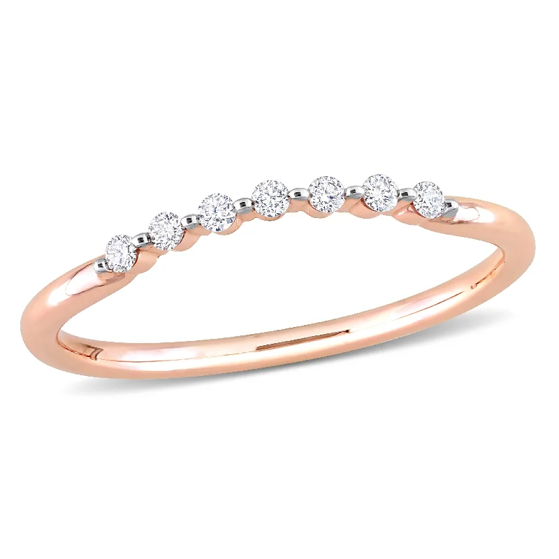 men’s platinum wedding band -Miadora 14k Rose Gold 1/10ct TDW Diamond Stackable Semi-Eternity Wedding Band Ring