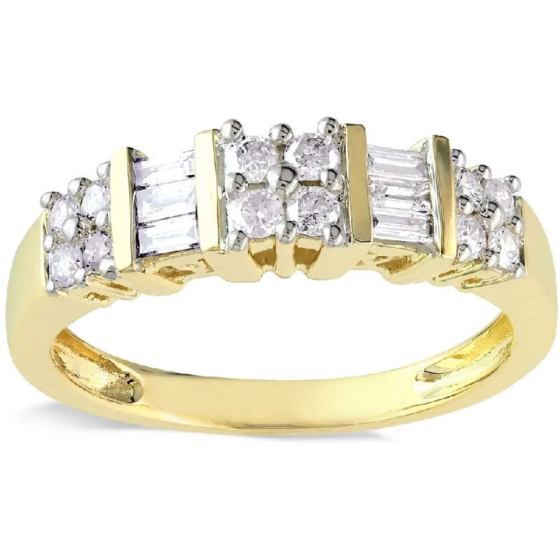 unique engagement ring for women -Miadora 14k Yellow Gold 1/2ct TDW Baguette Diamond Anniversary Band Ring