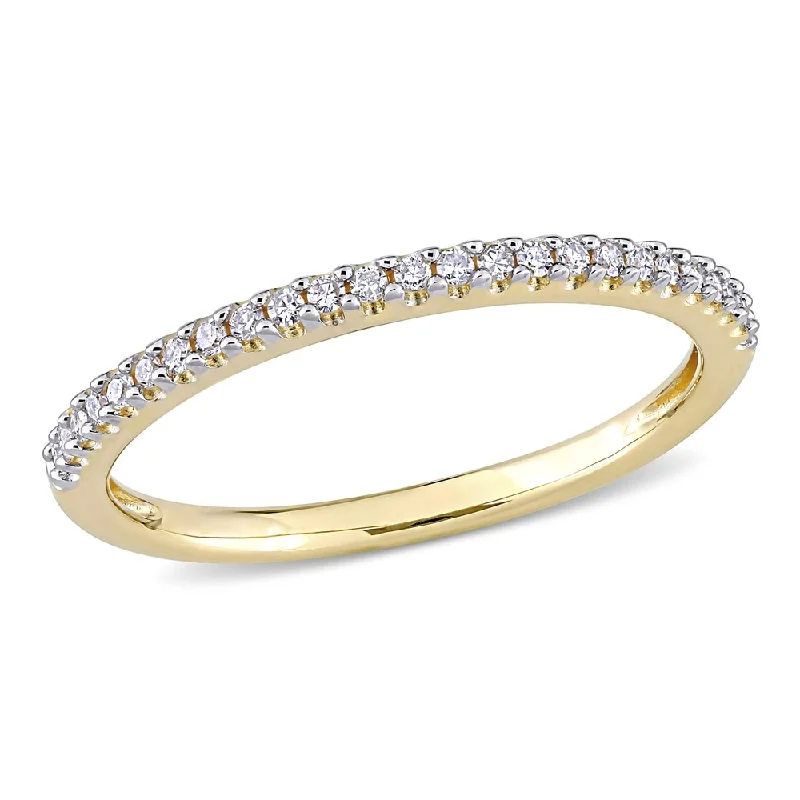 custom engagement ring for women -Miadora 14k Yellow Gold 1/8ct TDW Diamond Stackable Semi-Eternity Wedding Band