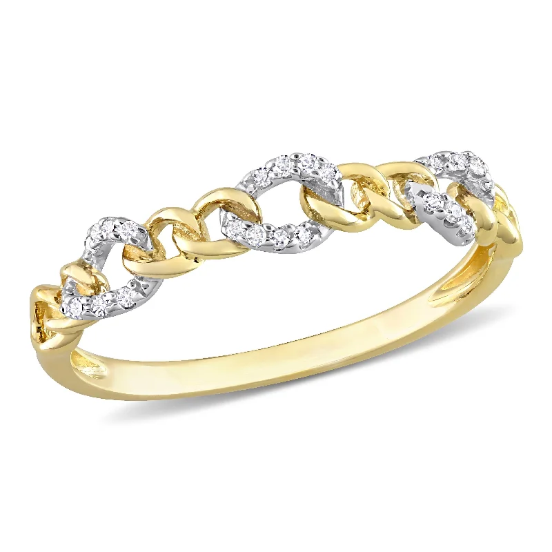 adjustable gemstone ring for women -Miadora Diamond Accent Stackable Curb Link Ring in 10k Yellow Gold