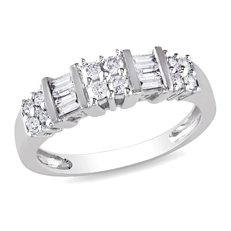 custom gold wedding band -Miadora Signature Collection 10k White Gold 1/2ct TDW Diamond Anniversary Ring