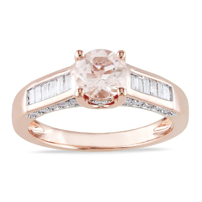 opal engagement ring for women -Miadora Signature Collection 14k Rose Gold 1/2ct TDW Diamond Morganite Ring